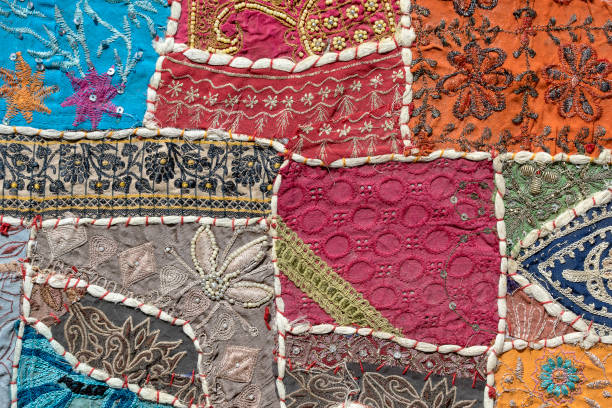 istock Detail old patchwork carpet, India. Close up 1082650064