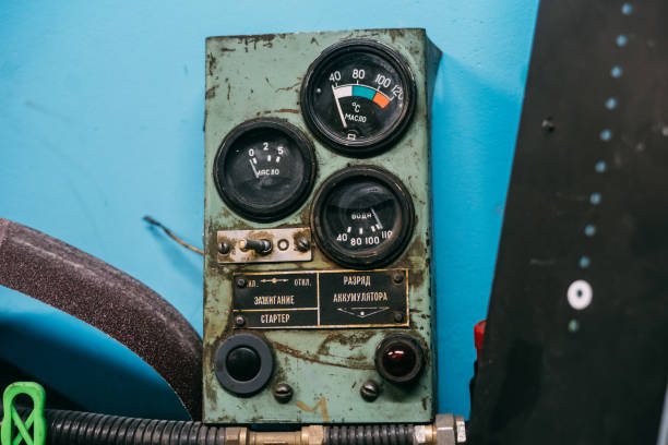istock Old grungy USSR meters of different car parameters 1082654014