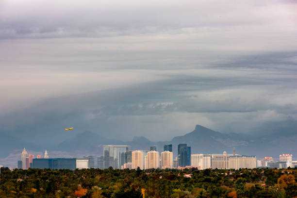 Las Vegas on a stormy day with mountain background, D810 with 600mm lens.