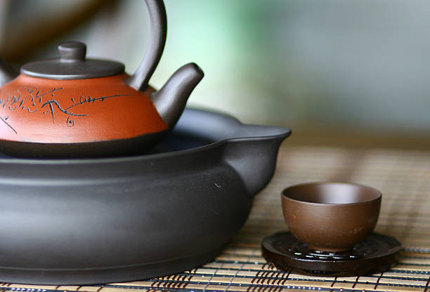 Traditional Chinese Teapot Set with Cup stock photo