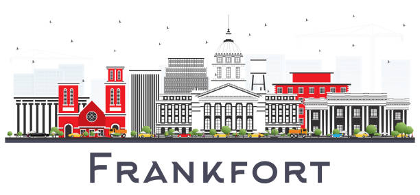 Frankfort Kentucky USA City Skyline with Gray Buildings Isolated on White. Frankfort Kentucky USA City Skyline with Gray Buildings Isolated on White. Vector Illustration. Business Travel and Tourism Concept with Modern Architecture. Frankfort Cityscape with Landmarks. frankfort kentucky stock illustrations