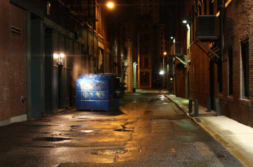 Dark alleyway in Providence, Rhode Island