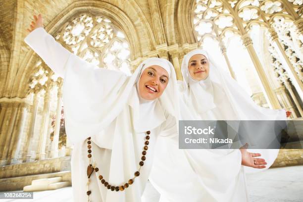 Nuns Dancing In Old Church Cathedral Stock Photo - Download Image Now - Nun, Adult, Adults Only