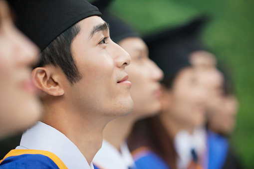 Chinese graduates in caps and gowns