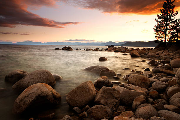 istock Sunset on Rocky Lake Tahoe Shore 108268484