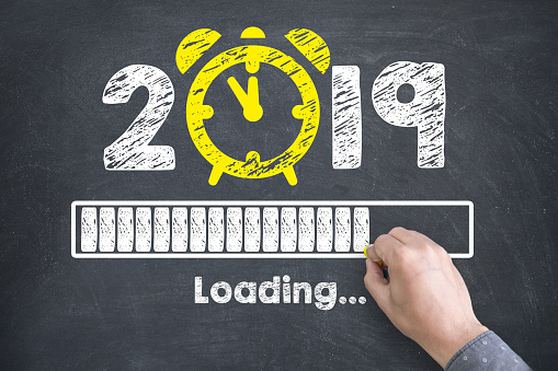 New year concepts 2019 countdown clock on blackboard