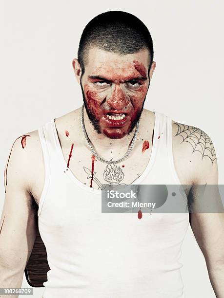 Bloodlust Young Man Portrait Stock Photo - Download Image Now - Serial Killings, Adult, Adults Only