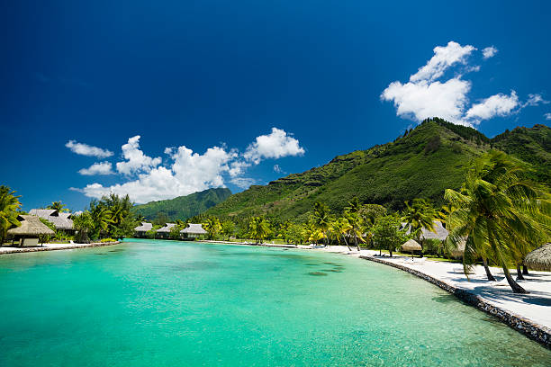 empreendimento turístico com lagoa ocean - tahiti imagens e fotografias de stock