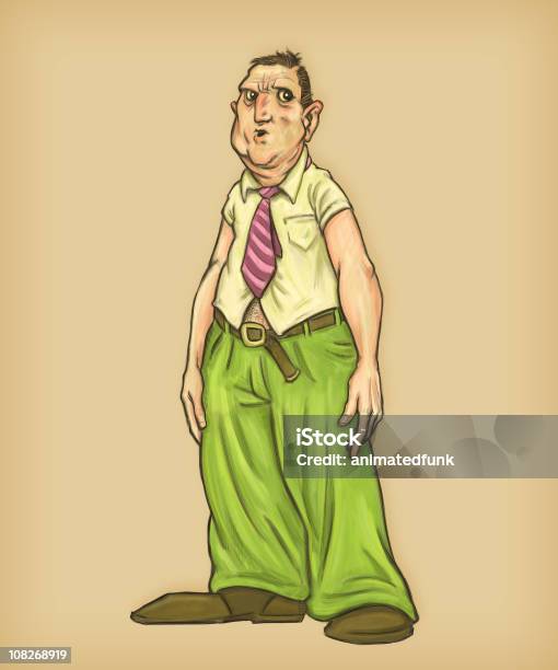 Sloppy Hombre Con Camisa Untucked Foto de stock y más banco de imágenes de Caricatura - Caricatura, Retrato, Adulto