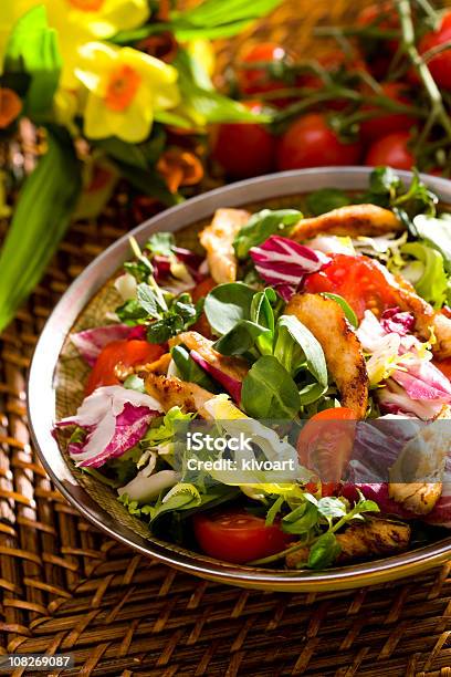 Spring Salad Stock Photo - Download Image Now - Bowl, Cherry Tomato, Chicken Meat