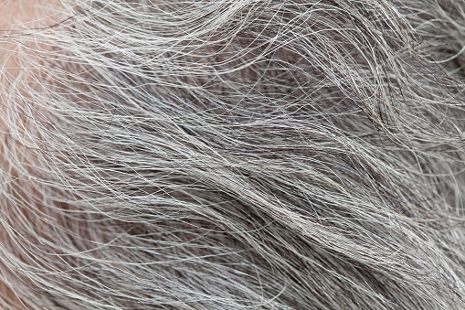 Close up of older Chinese woman’s hair