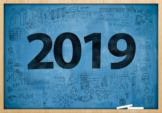 istock 2019 NEW YEAR / Blue board with charts and diagrams concept (Click for more) 1082691676