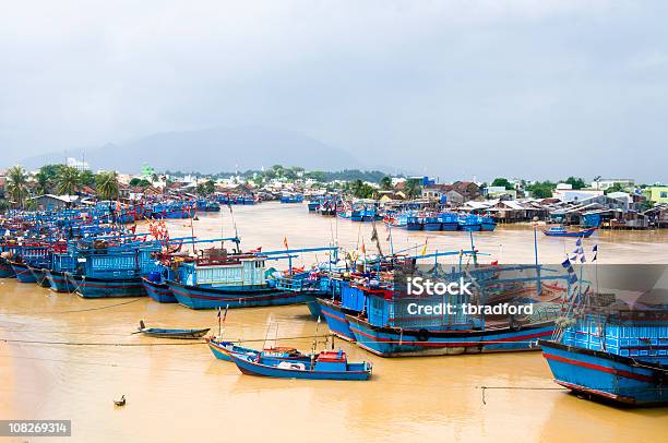 Fishing Boats In Nha Trang Vietnam Stock Photo - Download Image Now - Asia, Bay of Water, Blue
