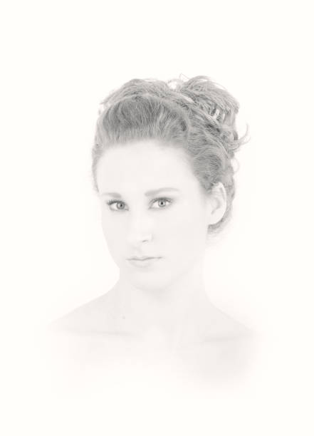 Portrait of Young Woman, Black and White stock photo