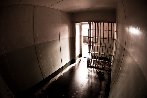 Two prison cells in one of the cell blocks inside the historic Alcatraz Penitentiary near San Francisco.