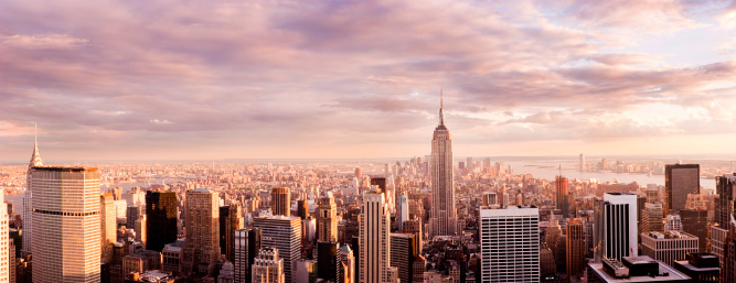 Panorama de la ciudad de Nueva York Skyline at Sunset photo
