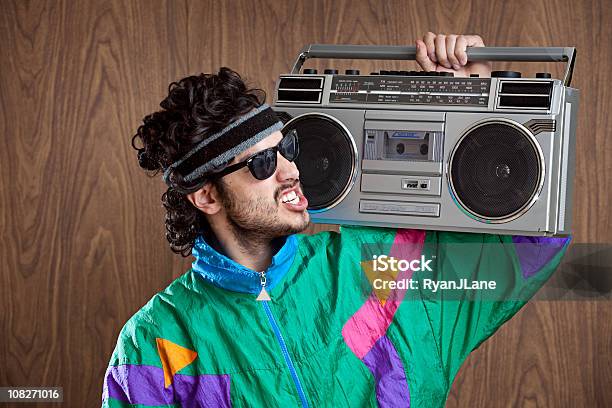 Fashion Of The 1980s Amp 90s With Boombox Stock Photo - Download Image Now - Boom Box, 1990-1999, 1980-1989