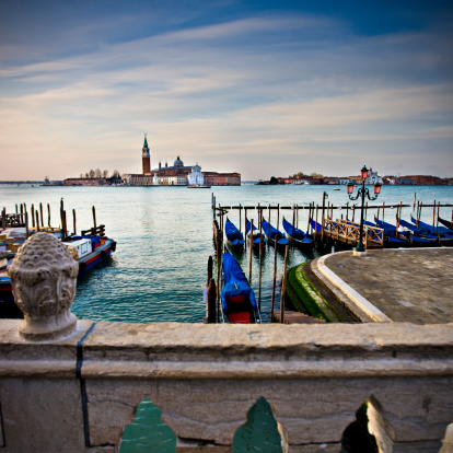 Parked gondolas in Venice