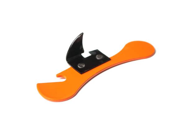 orange can opener on white background