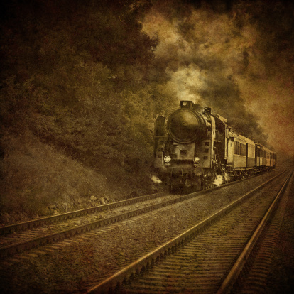 Steam Locomotive Traveling Through the Fall Trees of Virginia.