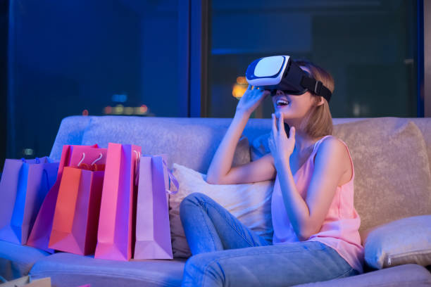 istock woman shopping with VR headset 1082717284