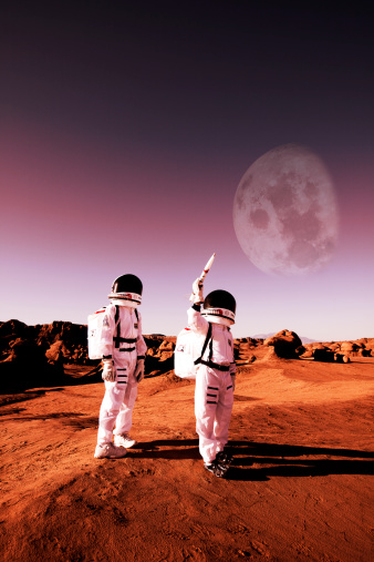 Don't settle for the surface of Mars. Two child astronauts use their imagination to conquer the universe. 