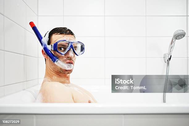 Bathtub Diver Stock Photo - Download Image Now - Bathtub, Men, Snorkel