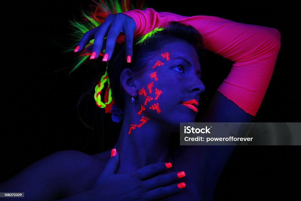 Retrato luminoso de neón - Foto de stock de Color neón libre de derechos