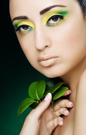 woman with green make-up