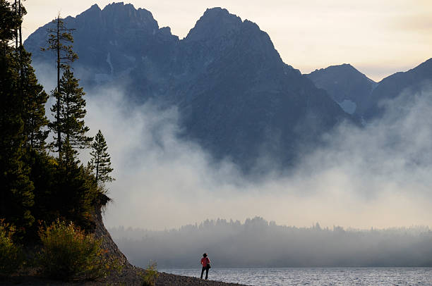 그랜드 tetons 해질녘까지 - grand teton national park 뉴스 사진 이미지