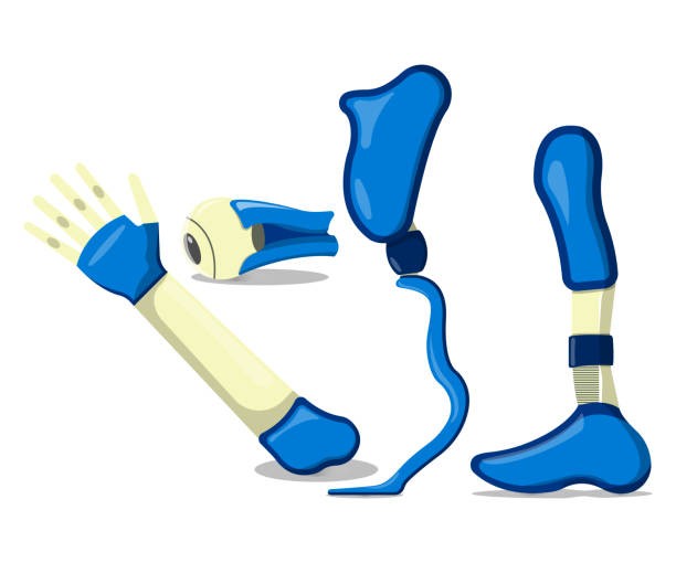 istock Set of Prosthesis Logo and Icon. Cyber prosthesis label for Web on white background. Cartoon Vector Illustration 1082727642