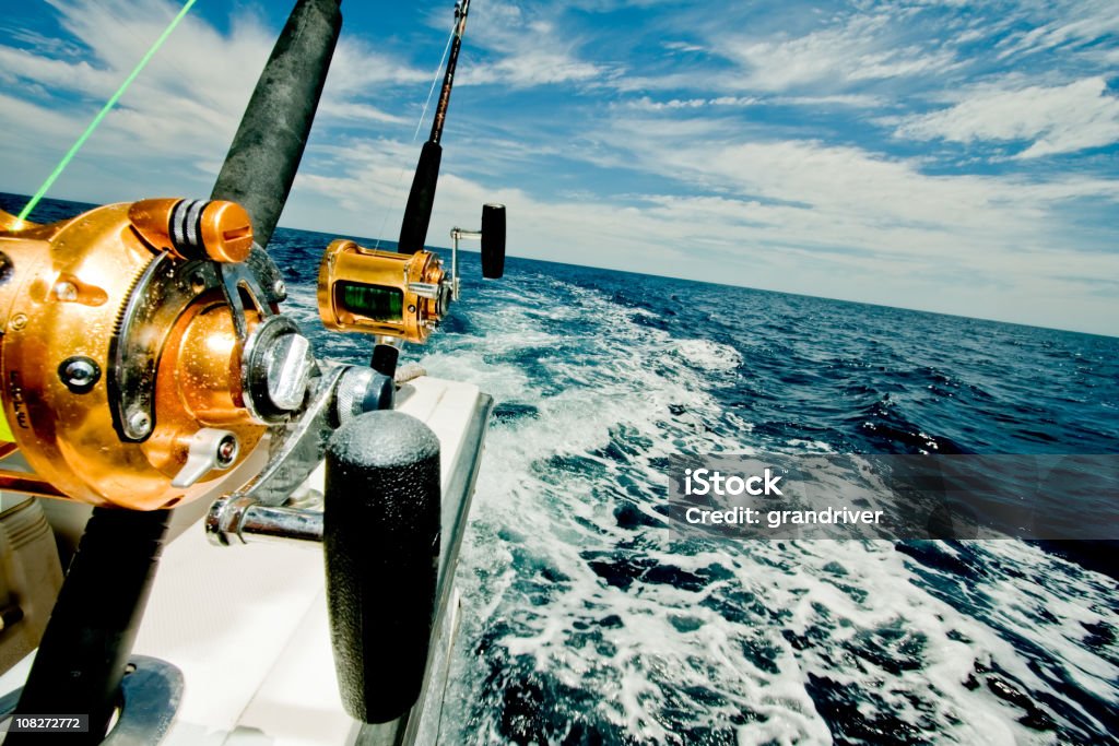 Big Game Fishing Reels On A Boat In The Ocean Stock Photo - Download Image  Now - Fishing, Nautical Vessel, Sea - iStock