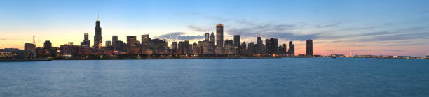 istock Panoramic View of the Chicago Skyline at Sunset (XXXL) 108272784