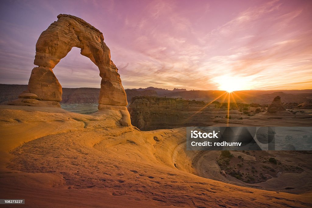 Delicate Sandstone Arch in Rock Moab Utah  Arches National Park Stock Photo