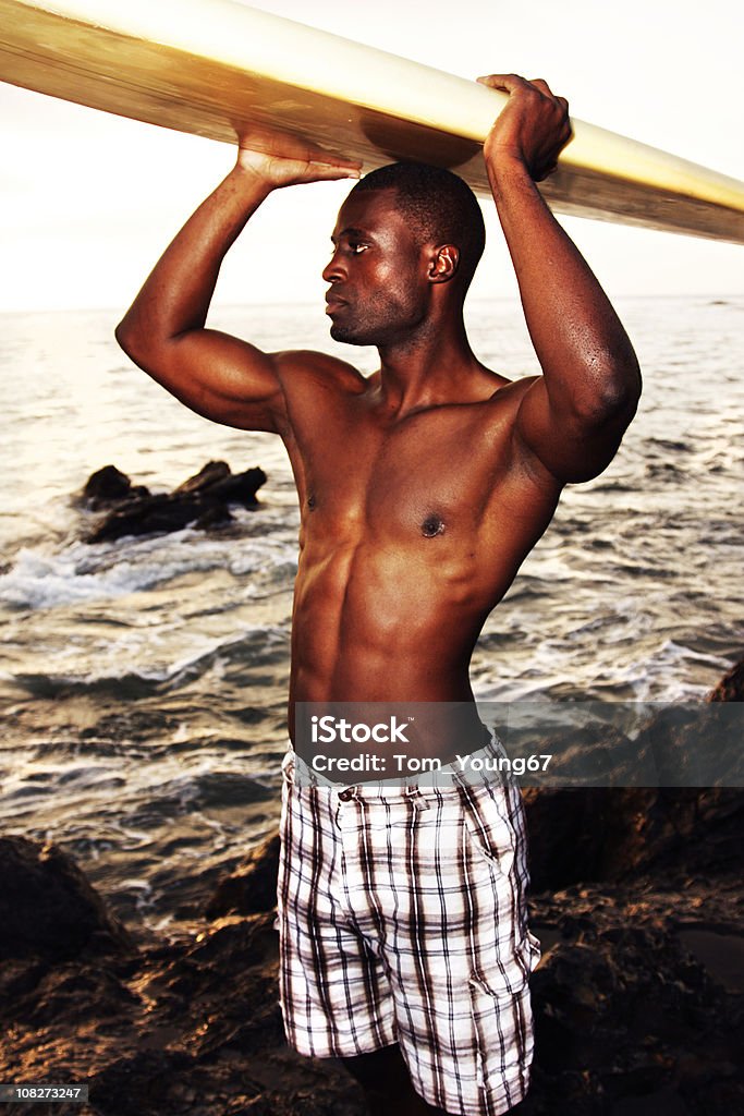 Surfer bei Sonnenuntergang - Lizenzfrei Afrikanischer Abstammung Stock-Foto