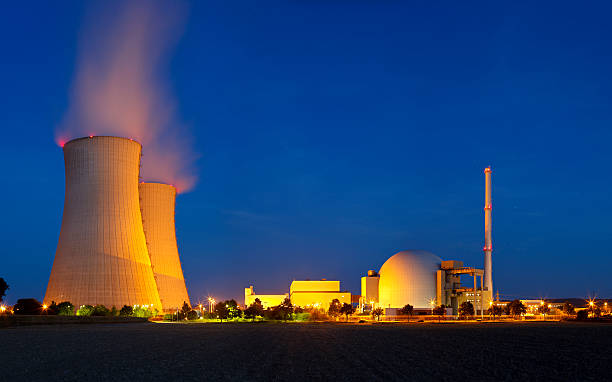 Cooling towers at the nuclear power plant at Belleville in the Loire Valley of France.