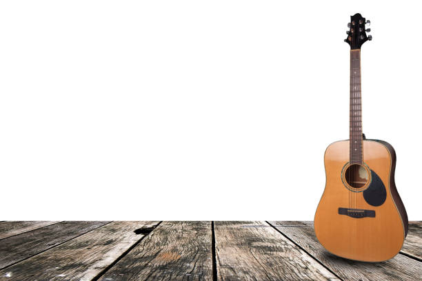 Wood guitar isolated from the background. instruments rest