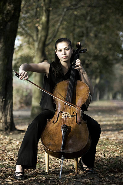 istock Woman with cello outdoors 108274141
