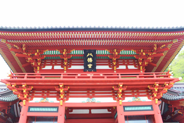 "santuário tsurugaoka hachimangu" é um santuário representando kamakura. - kamakura japan tourist people - fotografias e filmes do acervo