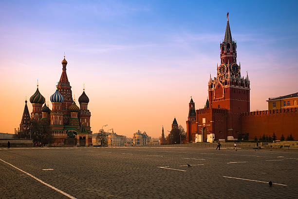 Red Square in Moscow at Sunrise Red Square is the most famous city square in Moscow, and arguably one of the most famous in the world. The square separates the Kremlin, the former royal citadel and currently the official residence of the President of Russia, from a historic merchant quarter known as Kitai-gorod. As major streets of Moscow radiate from here in all directions, being promoted to major highways outside the city, Red Square is often considered the central square of Moscow and of all Russia. moscow stock pictures, royalty-free photos & images