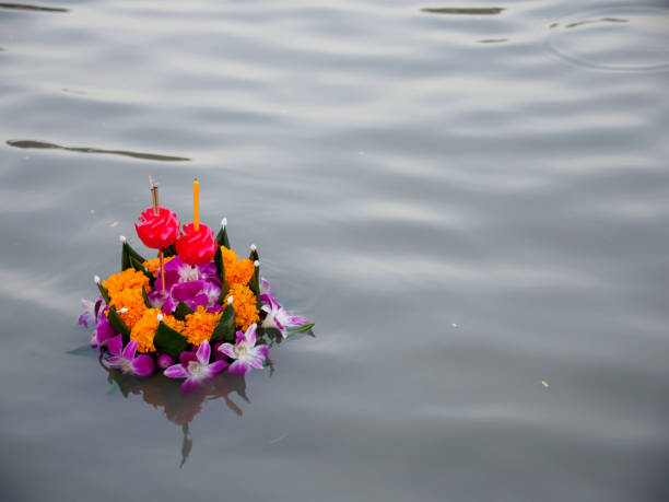 istock Lone krathong with orchids, Pathum Thani, Thailand 1082743740
