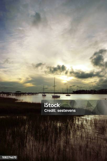 Sunset On Folly River Stock Photo - Download Image Now - South Carolina, Swamp, Beauty In Nature