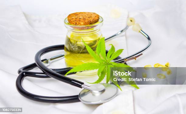 Marijuana Oil And Stethoscope Stock Photo - Download Image Now - Cannabis Plant, Cannabis - Narcotic, Essential Oil