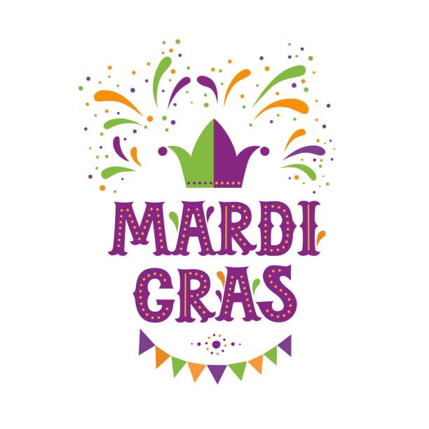 Mardi gras carnival party design. Fat tuesday, carnival, festival. Vector illustration. For greeting card, banner, gift packaging, poster Mardi gras carnival party design. Fat tuesday, carnival, festival. Vector illustration. For greeting card, banner, gift packaging, poster mardi gras confetti stock illustrations