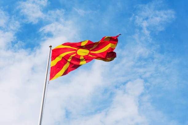 Flag of Macedonia in the air