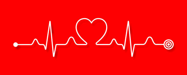 ilustraciones, imágenes clip art, dibujos animados e iconos de stock de patrón de vector electrocardiograma y corazón (concepto de salud) - escuchando el latido del corazón