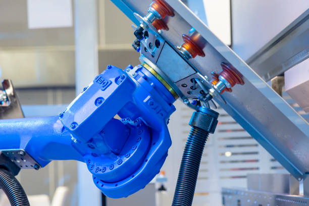 istock The robotic arm for metal forming process. 1082767276