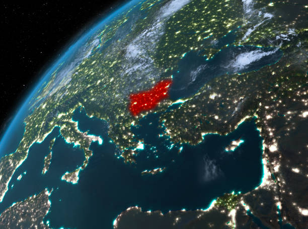 istock Bulgaria on planet Earth in space at night 1082775658