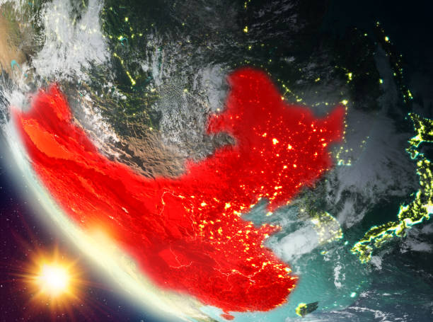 istock Sunset above China on Earth 1082775828