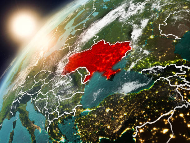 istock Ukraine on planet Earth in sunset 1082784864